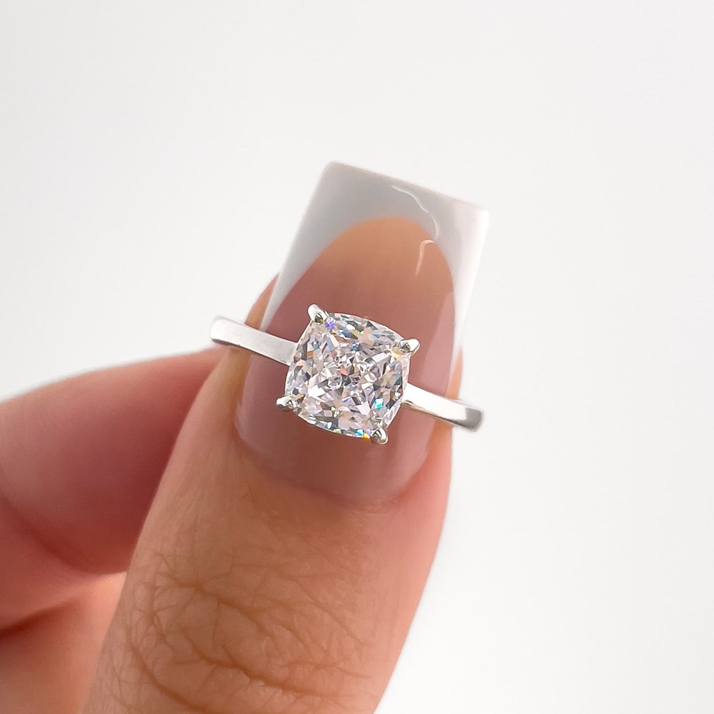 Elegant Silver Cushion Cut Ring